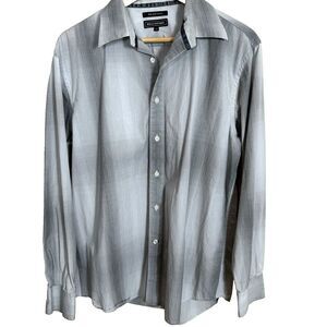 Bellissimo Shirt Men's Large Gray Plaid 50's Fine Cotton‎ Long Sleeve Button Up